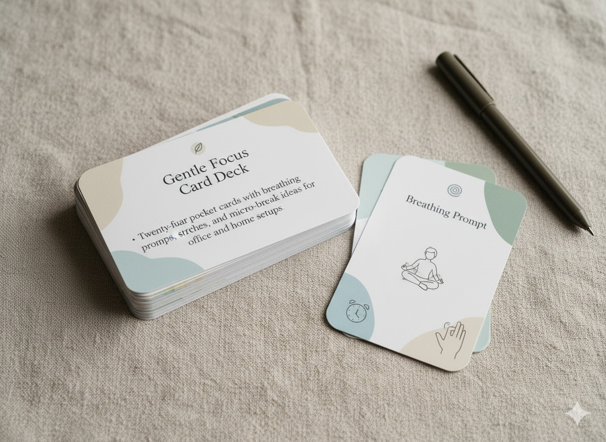 Stack of rounded habit reminder cards on linen fabric